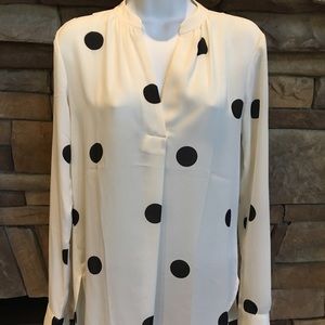 LOFT Black and white polka dot blouse